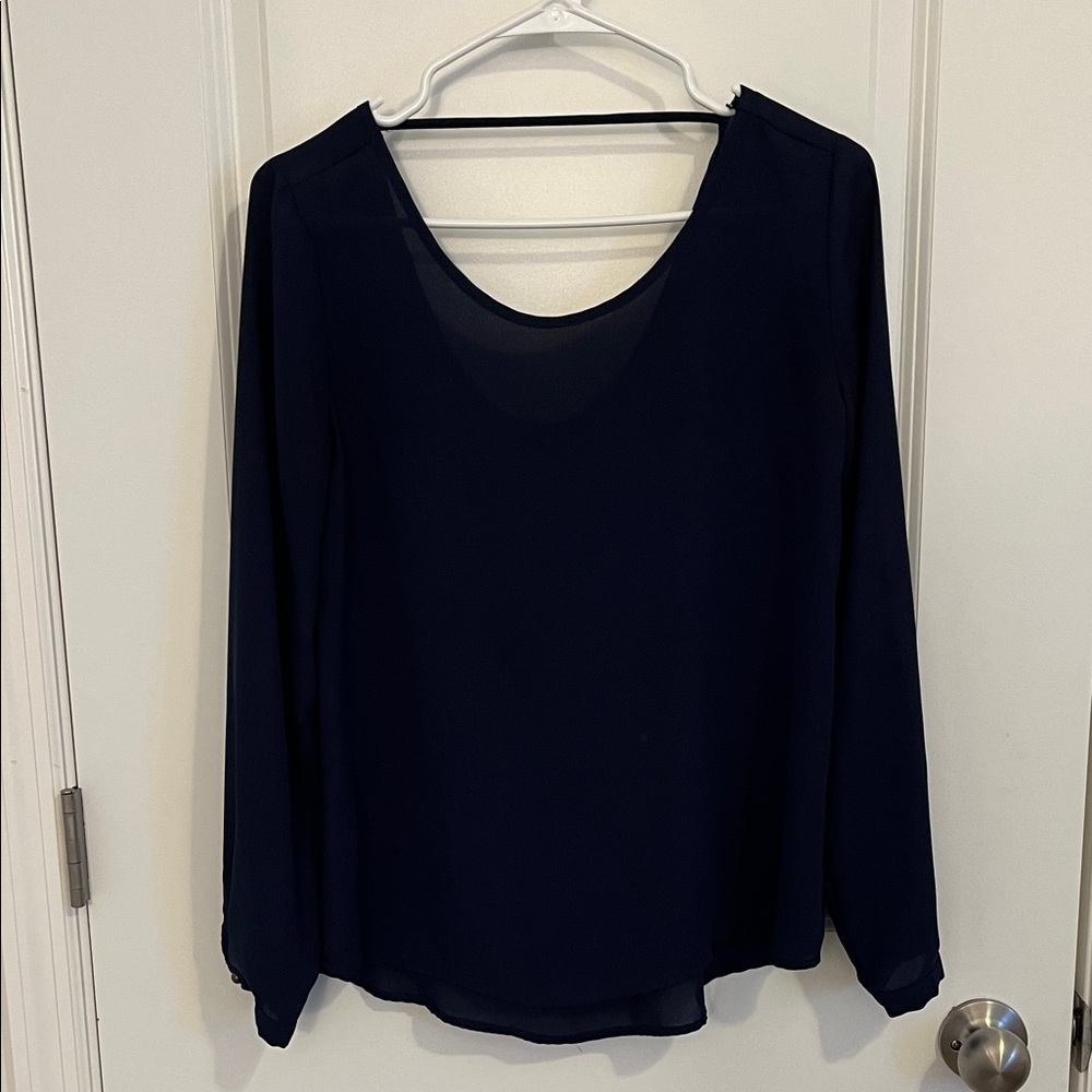 Forever 21 Navy Long Sleeve Blouse